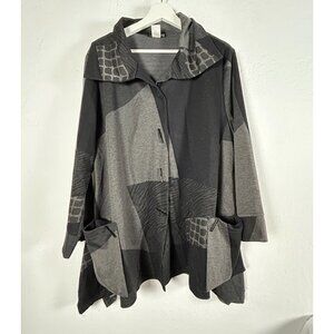 Moonlight Y&S Fashion Womens Jacket XL Asymmetrical Mixed Media Black Gray Artsy